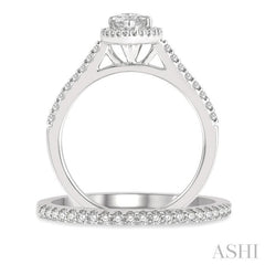 Marquise Shape Halo Diamond Wedding Set