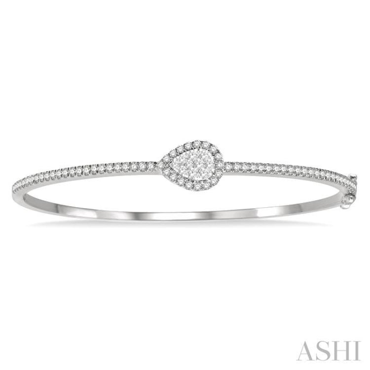 Stackable Pear Shape Halo Lovebright Essential Diamond Bangle