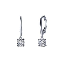 Leverback Solitaire Drop Earrings