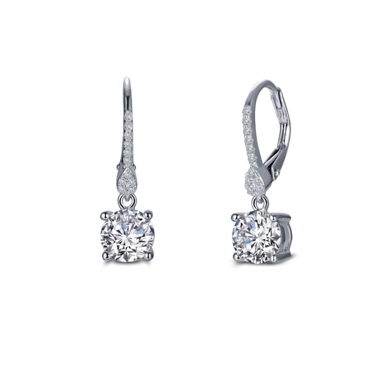 Leverback Solitaire Drop Earrings