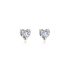 Heart Solitaire Stud Earrings