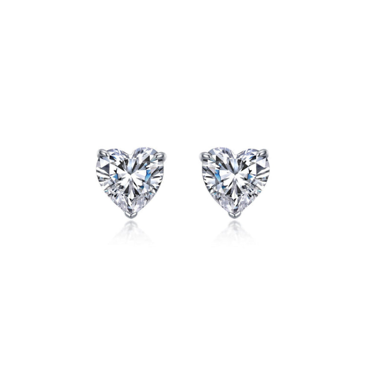 Heart Solitaire Stud Earrings