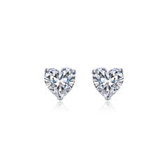 Heart Solitaire Stud Earrings