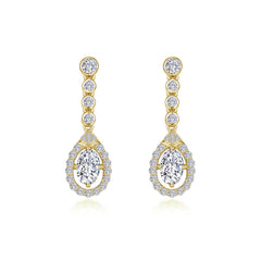 Oval Halo Drop Earrings