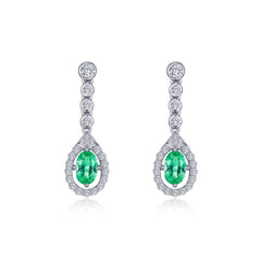 Oval Halo Drop Earrings