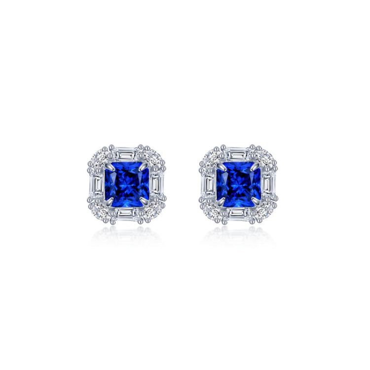 Fancy Lab-Grown Sapphire Halo Stud Earrings