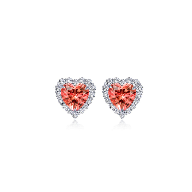 Fancy Lab-Grown Sapphire Halo Heart Earrings