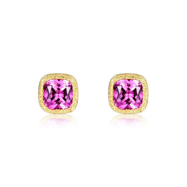 Fancy Lab-Grown Sapphire Solitaire Stud Earrings