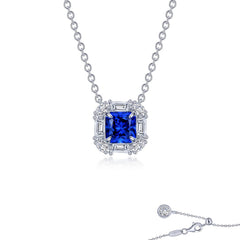 Fancy Lab-Grown Sapphire Halo Necklace