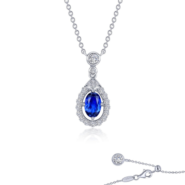 Fancy Lab-Grown Sapphire Halo Necklace