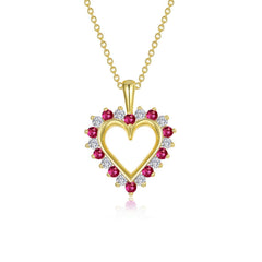 Fancy Lab-Grown Ruby Heart Pendant Necklace