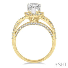 Pear Shape Semi-Mount Halo Diamond Engagement Ring