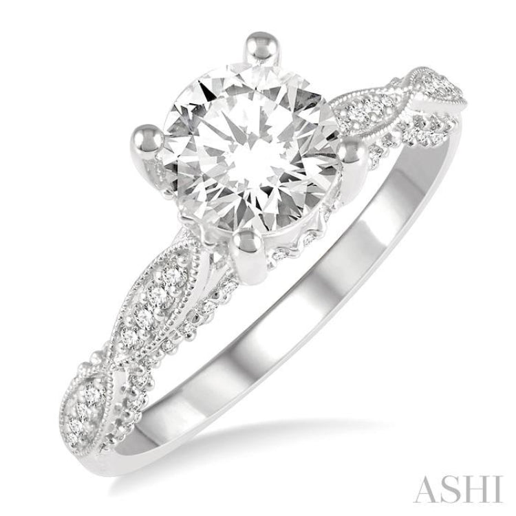 Round Shape Semi-Mount Diamond Engagement Ring