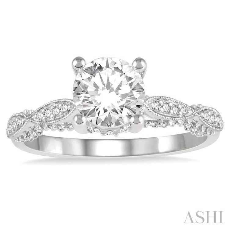 Round Shape Semi-Mount Diamond Engagement Ring