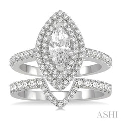 Marquise Shape Halo Diamond Wedding Set