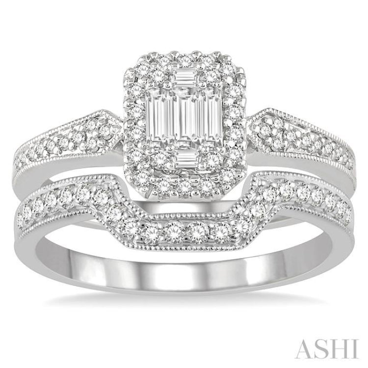 Halo Fusion Diamond Wedding Set