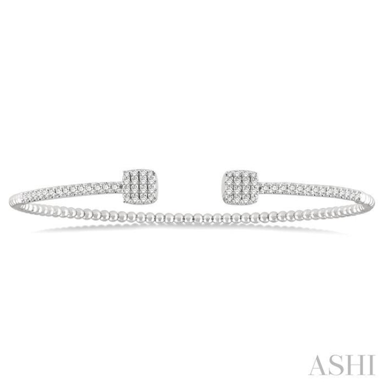 Stackable Cushion Shape Diamond Open Cuff Bangle