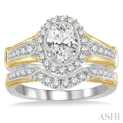 Oval Shape Halo Diamond Wedding Set