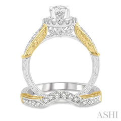 Oval Shape Halo Diamond Wedding Set