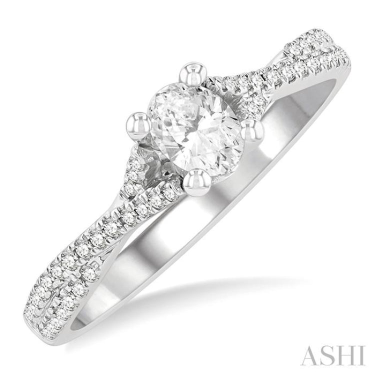 Oval Shape Semi-Mount Diamond Engagement Ring