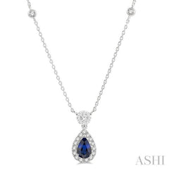 Pear Shape Gemstone & Halo Lovebright Diamond Necklace