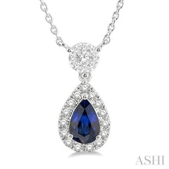 Pear Shape Gemstone & Halo Lovebright Diamond Necklace