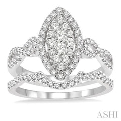 Marquise Shape Halo Lovebright Diamond Wedding Set