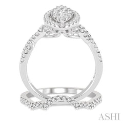 Marquise Shape Halo Lovebright Diamond Wedding Set