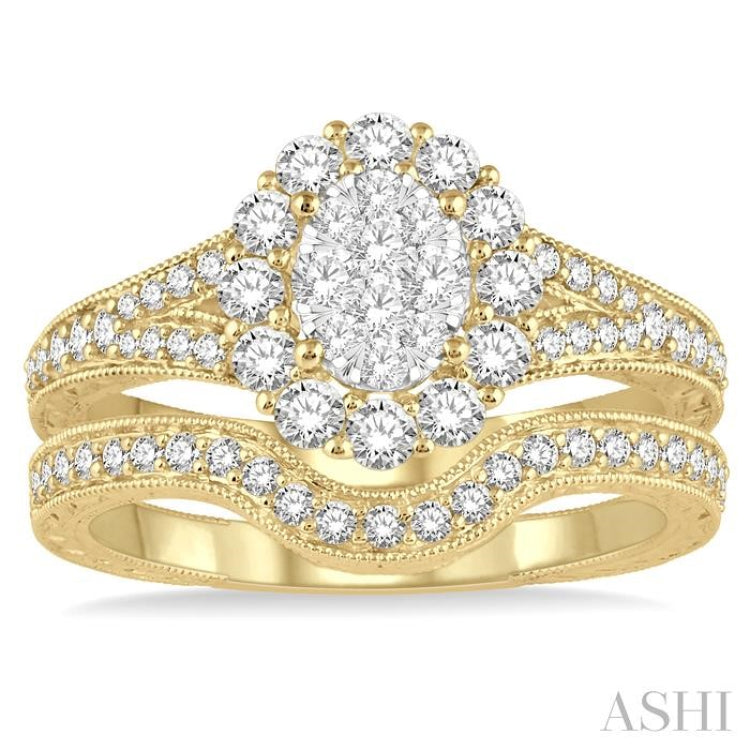 Oval Shape Halo Lovebright Diamond Wedding Set