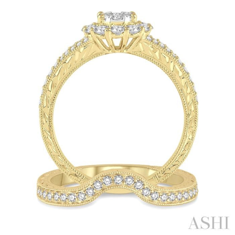 Oval Shape Halo Lovebright Diamond Wedding Set