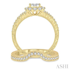 Oval Shape Halo Lovebright Diamond Wedding Set