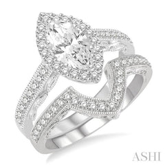 Marquise Shape Halo Diamond Wedding Set