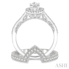 Marquise Shape Halo Diamond Wedding Set