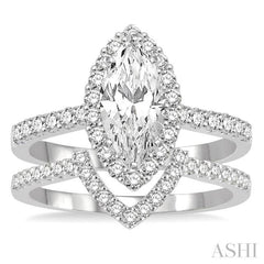 Marquise Shape Halo Diamond Wedding Set