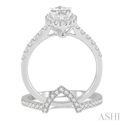 Marquise Shape Halo Diamond Wedding Set