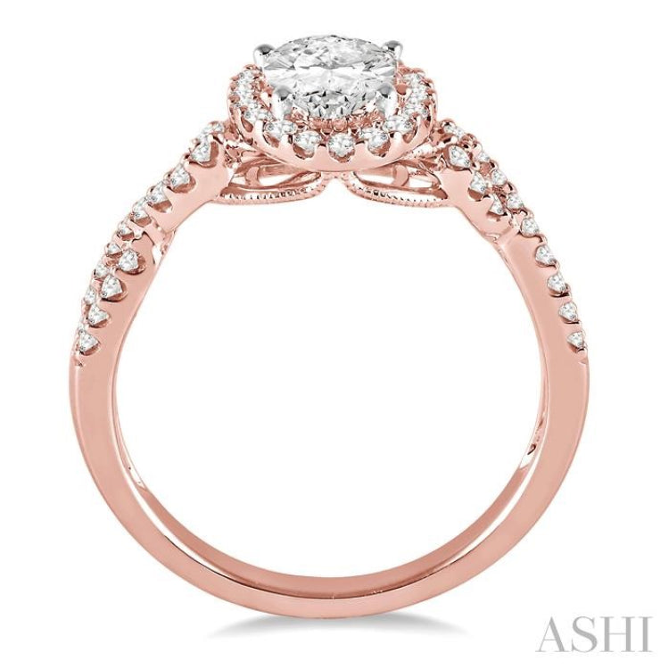 Oval Shape Semi-Mount Halo Diamond Engagement Ring