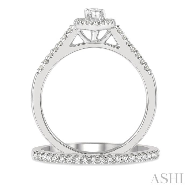 Marquise Shape Halo Diamond Wedding Set