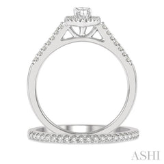 Marquise Shape Halo Diamond Wedding Set