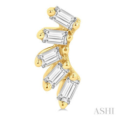 1/6 Ctw Curved Petite Baguette Cut Diamond Fashion Stud Earrings in 10K Yellow Gold