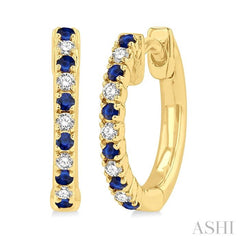 Alternate Gemstone & Petite Diamond Huggie Fashion Earrings