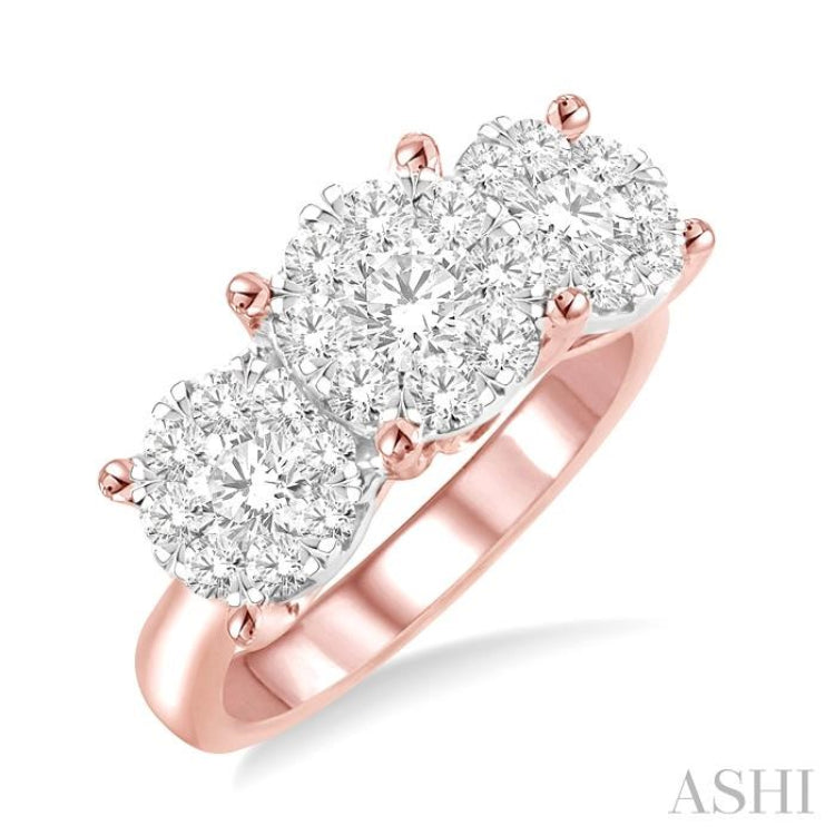 Round Shape Past Present & Future Lovebright Essential Diamond Engagement Ring