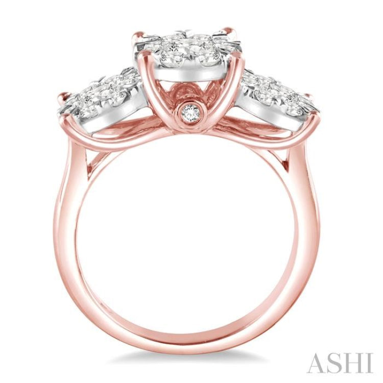 Round Shape Past Present & Future Lovebright Essential Diamond Engagement Ring