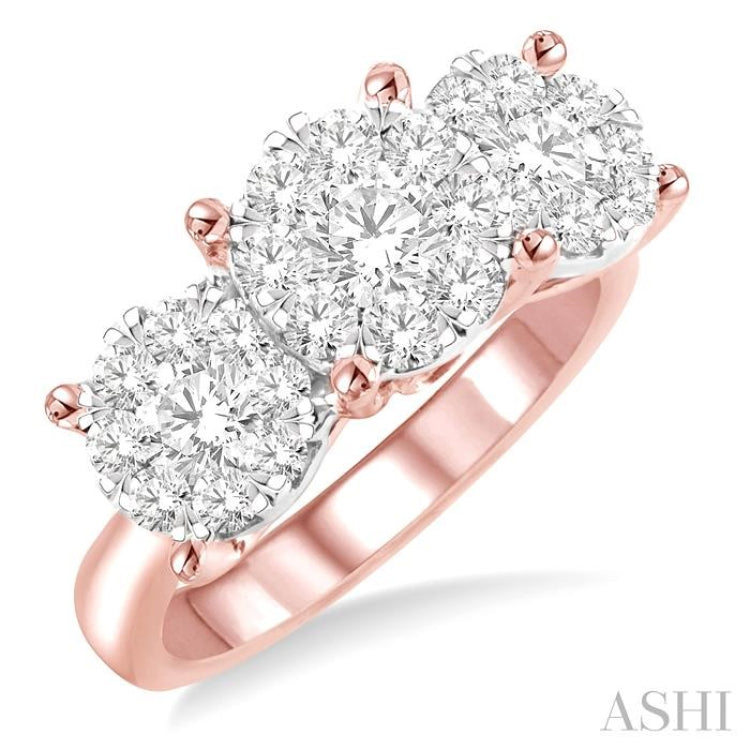 Round Shape Past Present & Future Lovebright Essential Diamond Engagement Ring