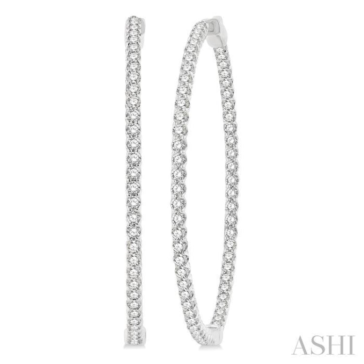 1 3/4-Inch Round Inside-Out Diamond Hoop Earrings