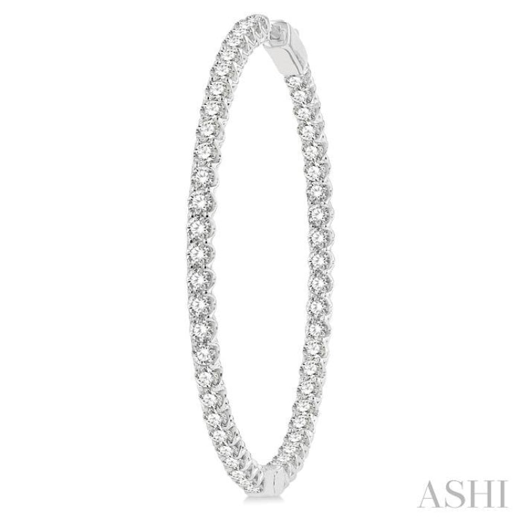 1 3/4-Inch Round Inside-Out Diamond Hoop Earrings