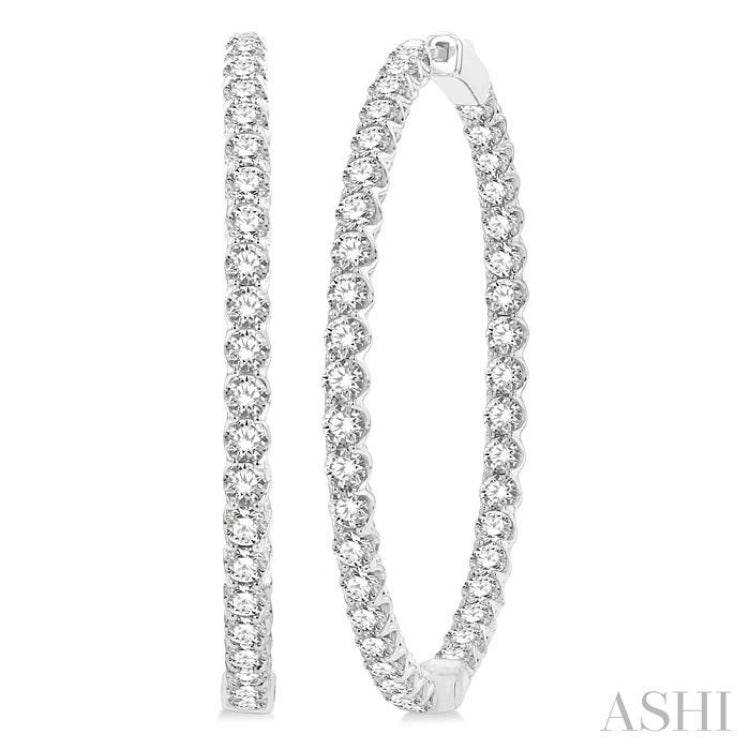 1 3/4-Inch Round Inside-Out Diamond Hoop Earrings