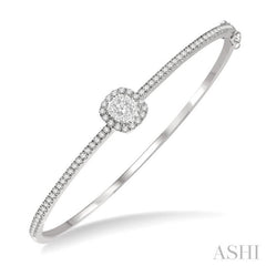 Stackable Cushion Shape Halo Lovebright Essential Diamond Bangle