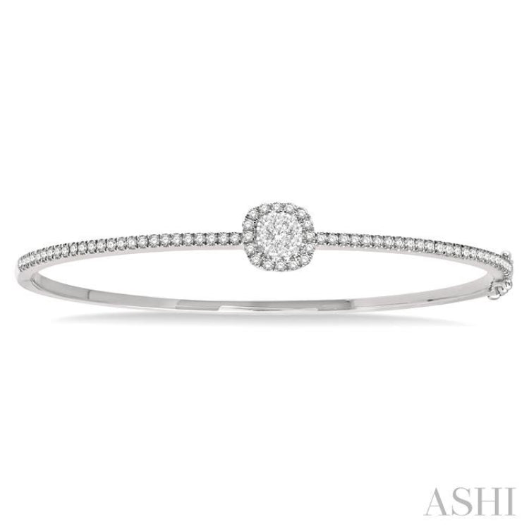 Stackable Cushion Shape Halo Lovebright Essential Diamond Bangle