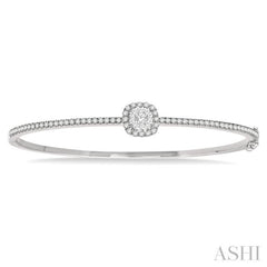 Stackable Cushion Shape Halo Lovebright Essential Diamond Bangle