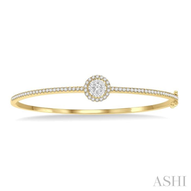 Stackable Round Shape Halo Lovebright Essential Diamond Bangle